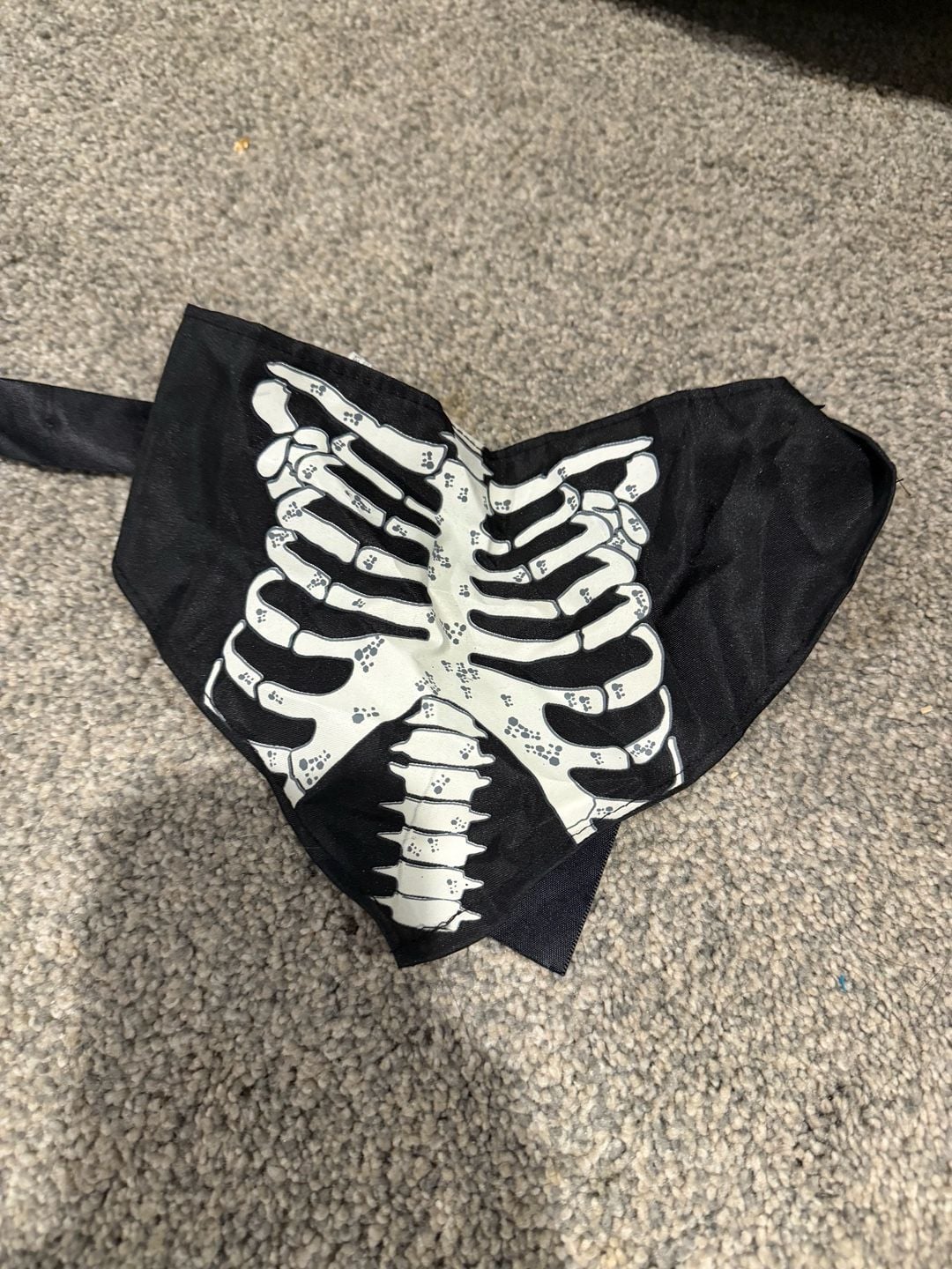 Dog Rubies Costume Co Skeleton Bandana Size S/M Black 1