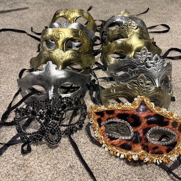 Masquerade Ball Venetian Eye Masks Assorted 11 Pcs