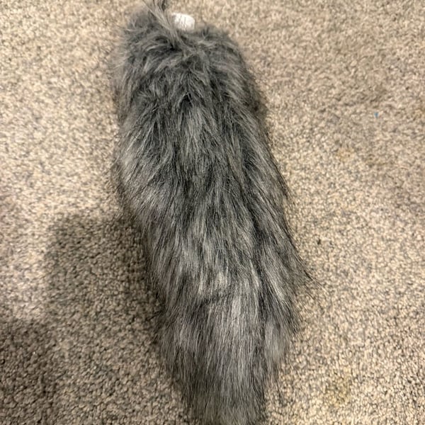 Gray Faux Fur Animal Tail Clip Accessory Cosplay