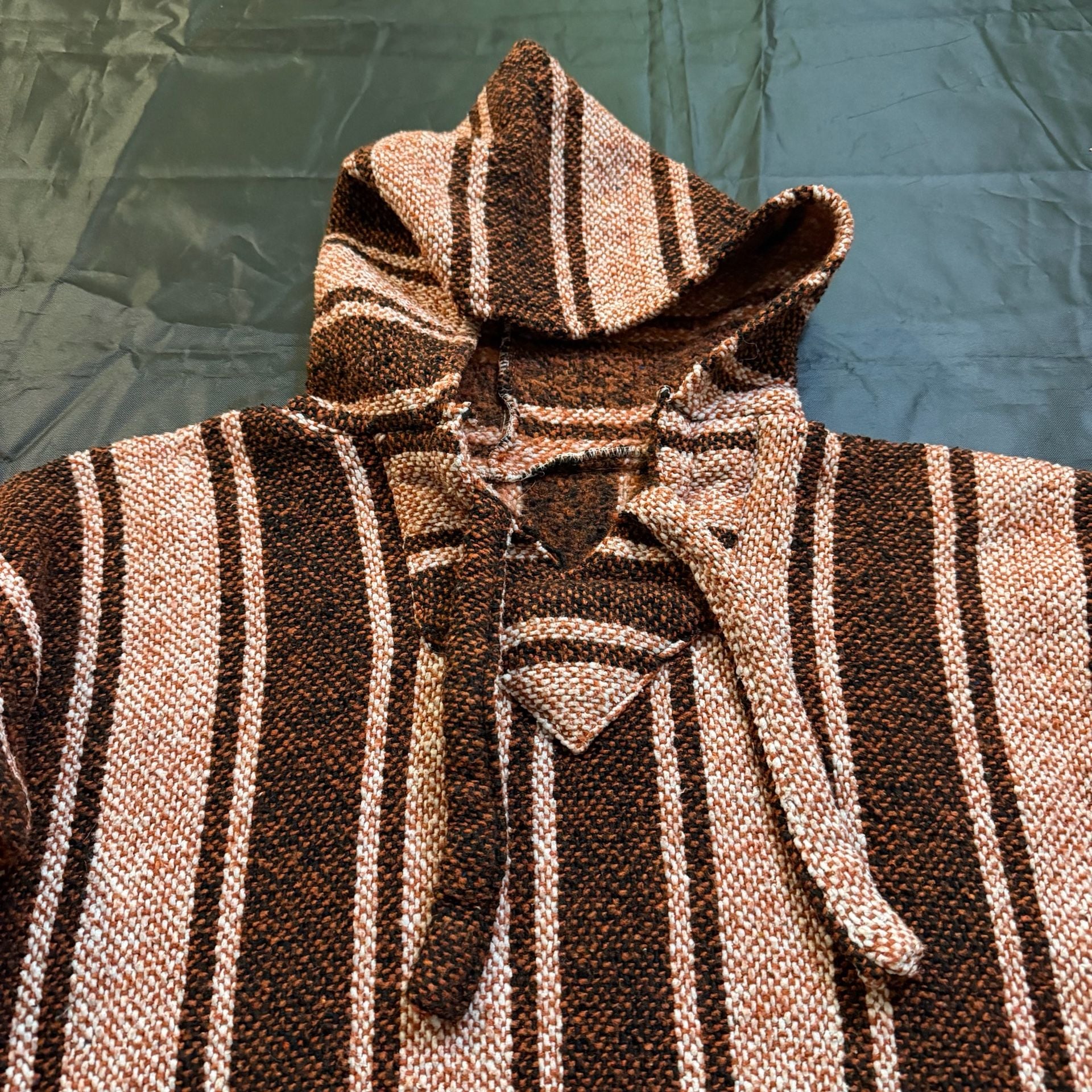 Vintage 80s 90s Mexican Surfer Baja Pullover Hoodie // Drug Rug // Hooded Jacket // Woven Poncho 5
