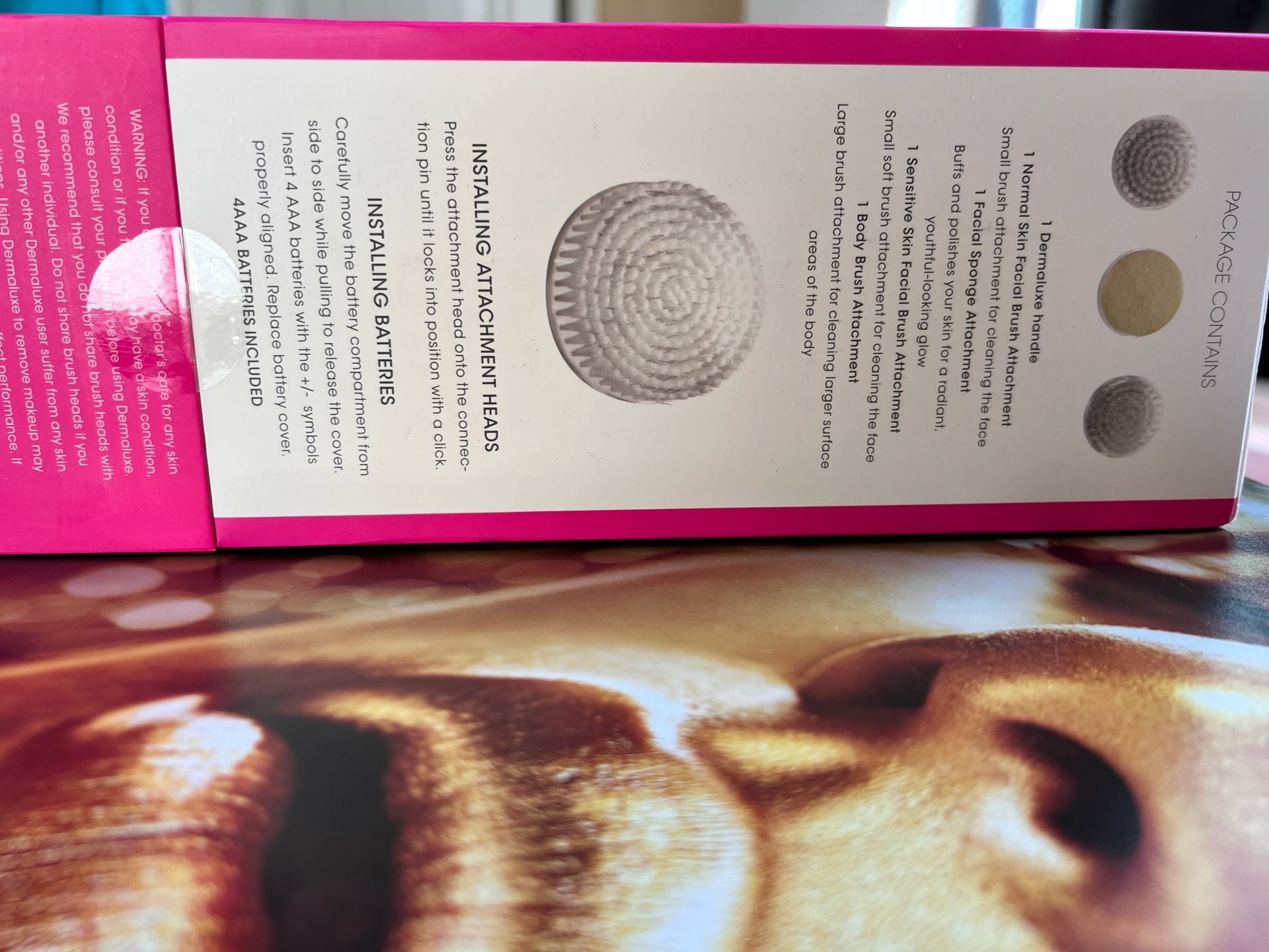 DermaLuxe Advanced Cleansing System Pink Facial Cleansing Brush Set 3