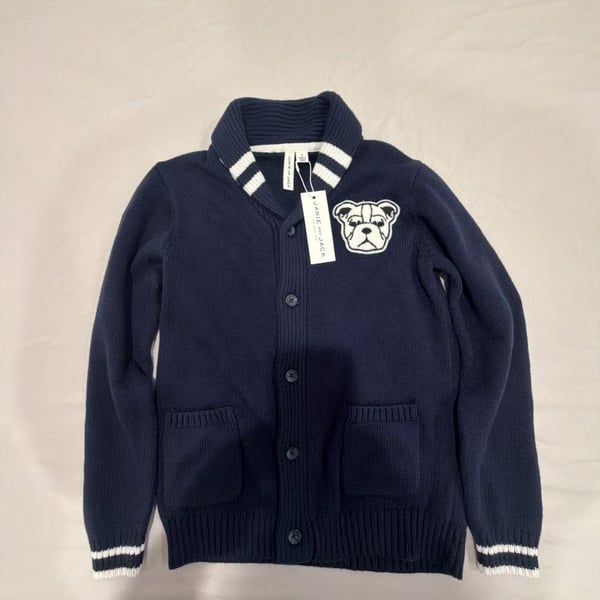 Janie and Jack Bulldog Shawl Cardigan Size 8 Blue Sweater