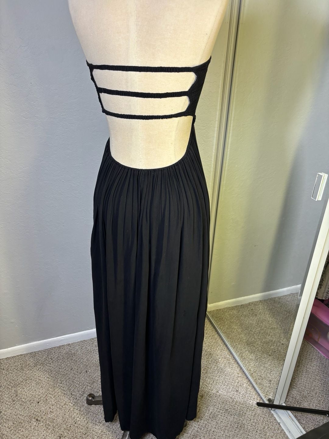 ANGL Black Smocked Bandeau Maxi Dress 7