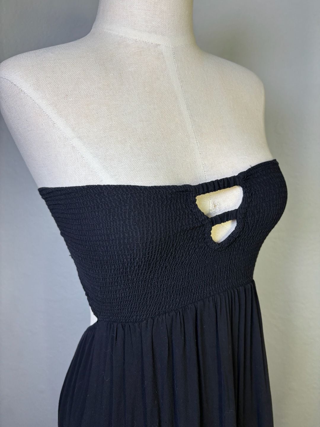 ANGL Black Smocked Bandeau Maxi Dress 9