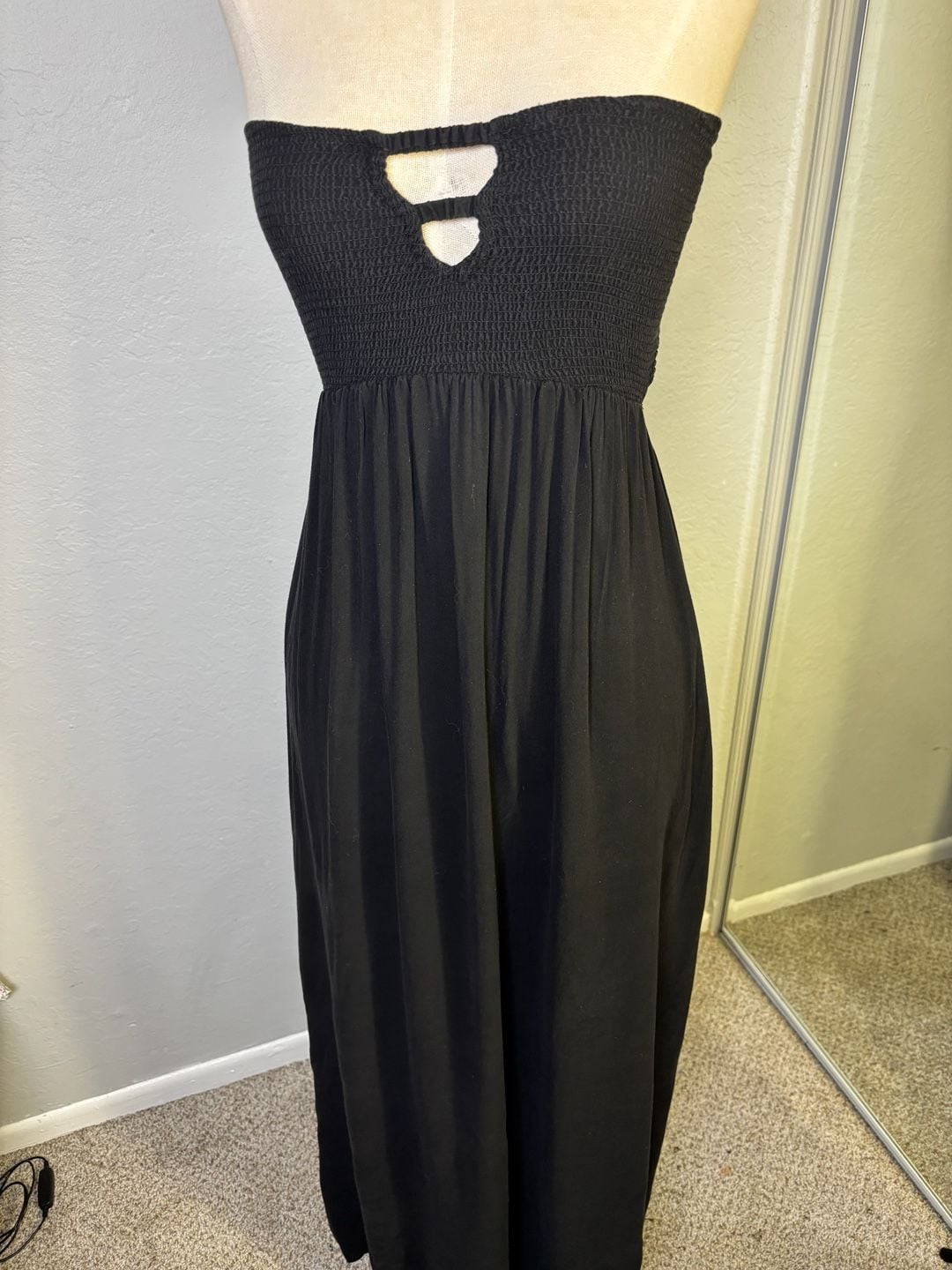 ANGL Black Smocked Bandeau Maxi Dress 13