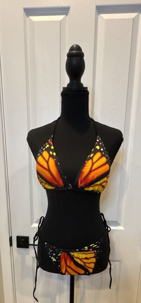 Miketai Butterfly Bikini Set Size Xl Orange Black (135) 1