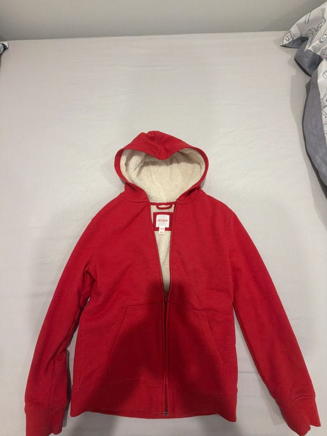 Cat & Jack Sherpa Lined Zip Hoodie Size M 8/10 Red 2