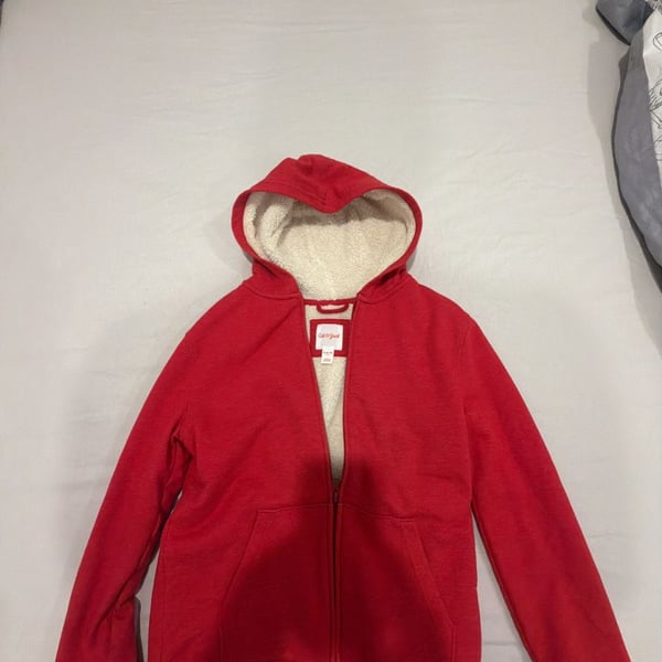 Cat & Jack Sherpa Lined Zip Hoodie Size M 8/10 Red