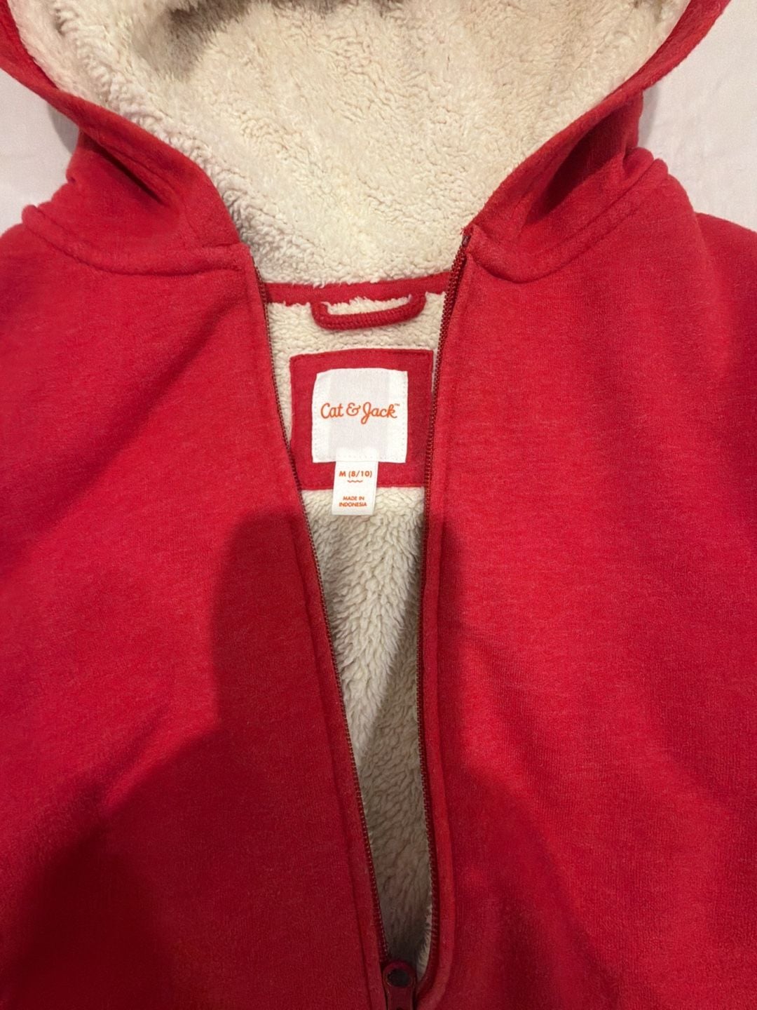 Cat & Jack Sherpa Lined Zip Hoodie Size M 8/10 Red 3