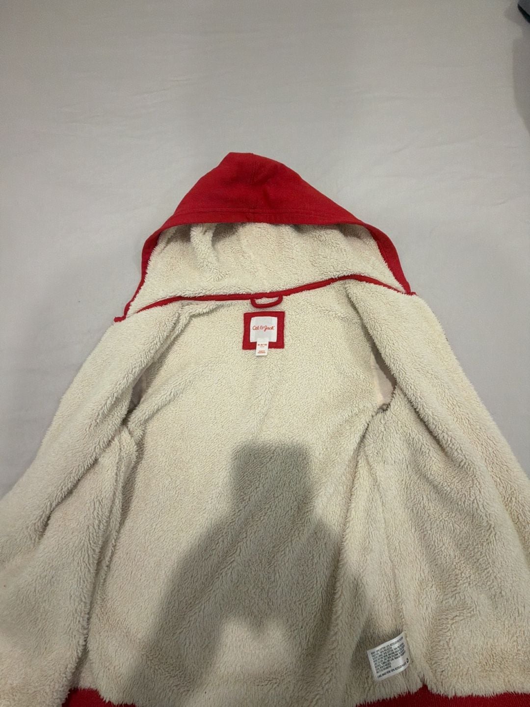 Cat & Jack Sherpa Lined Zip Hoodie Size M 8/10 Red 4