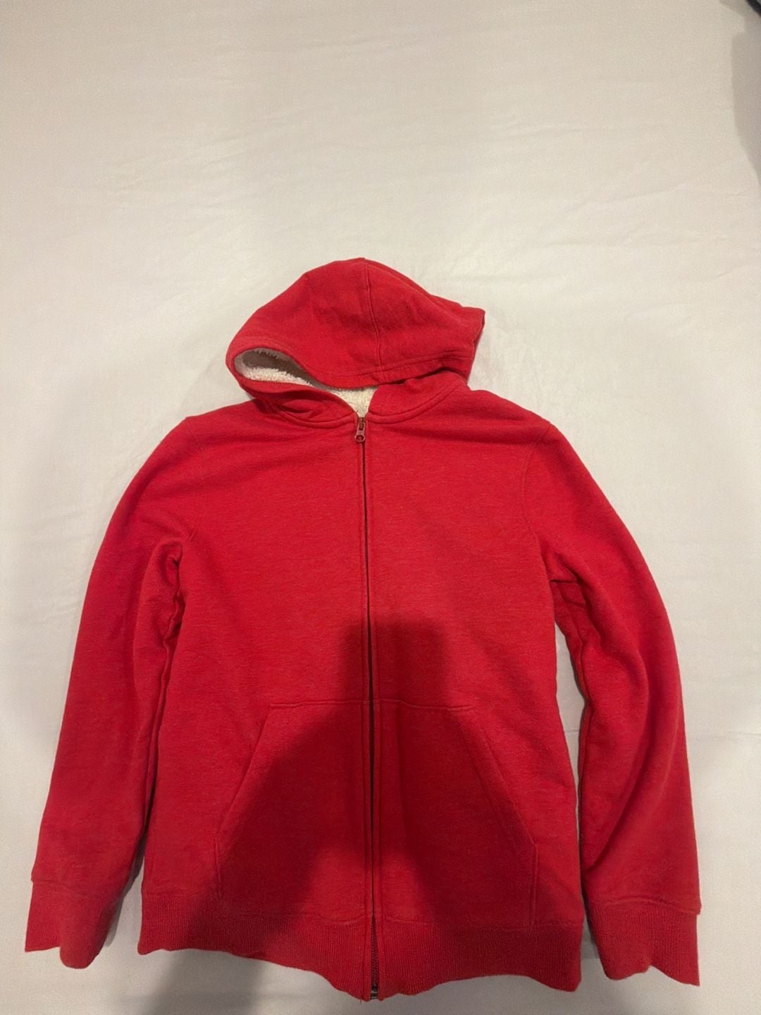 Cat & Jack Sherpa Lined Zip Hoodie Size M 8/10 Red 6