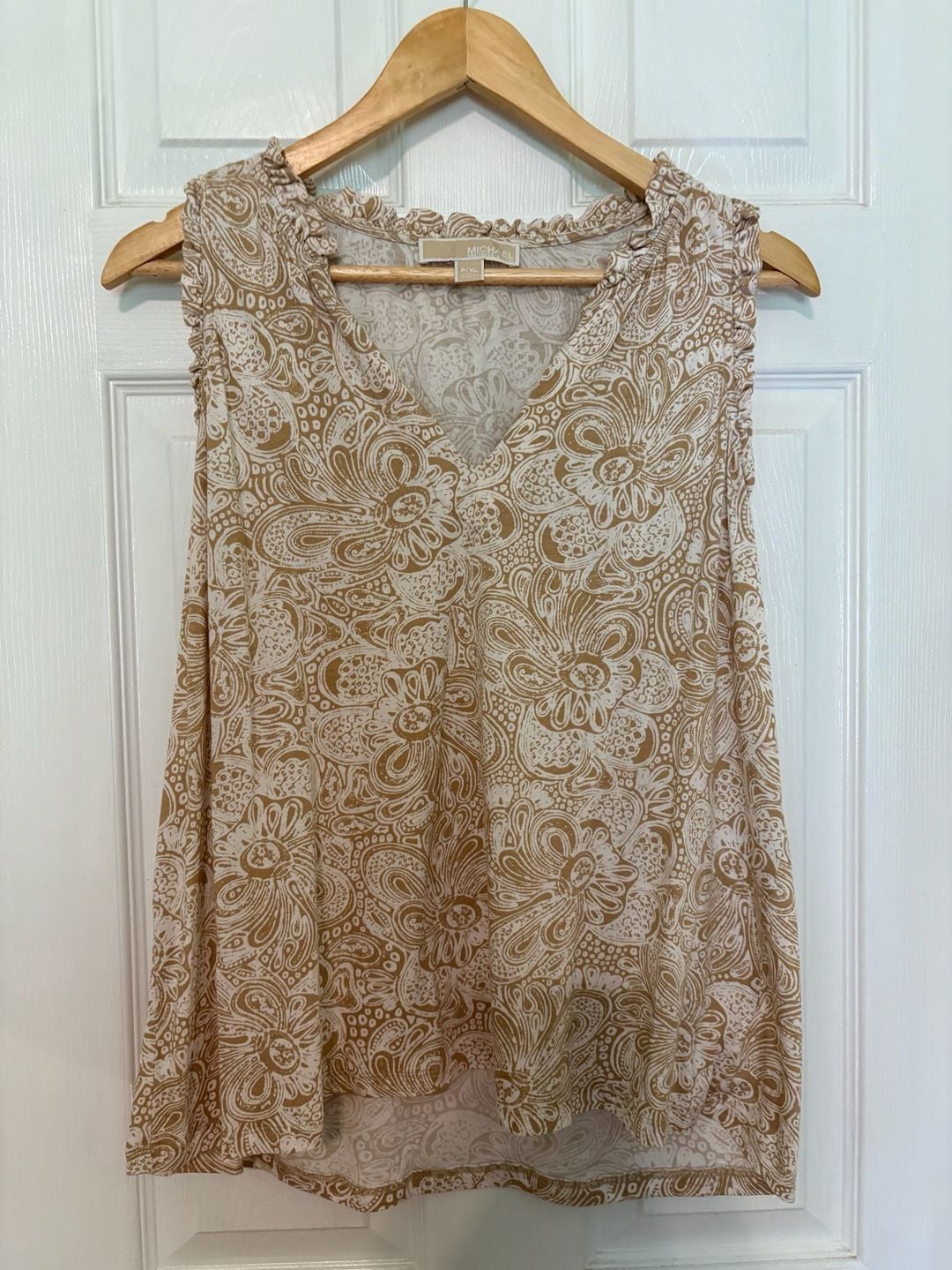 GUC Micheal Michael Kors Sleeveless Paisley Ruffle Trim Top P/XL 2