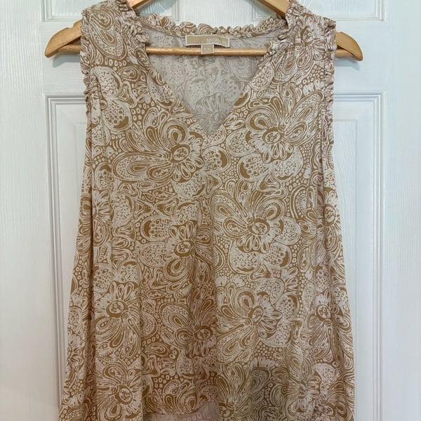 GUC Micheal Michael Kors Sleeveless Paisley Ruffle Trim Top P/XL