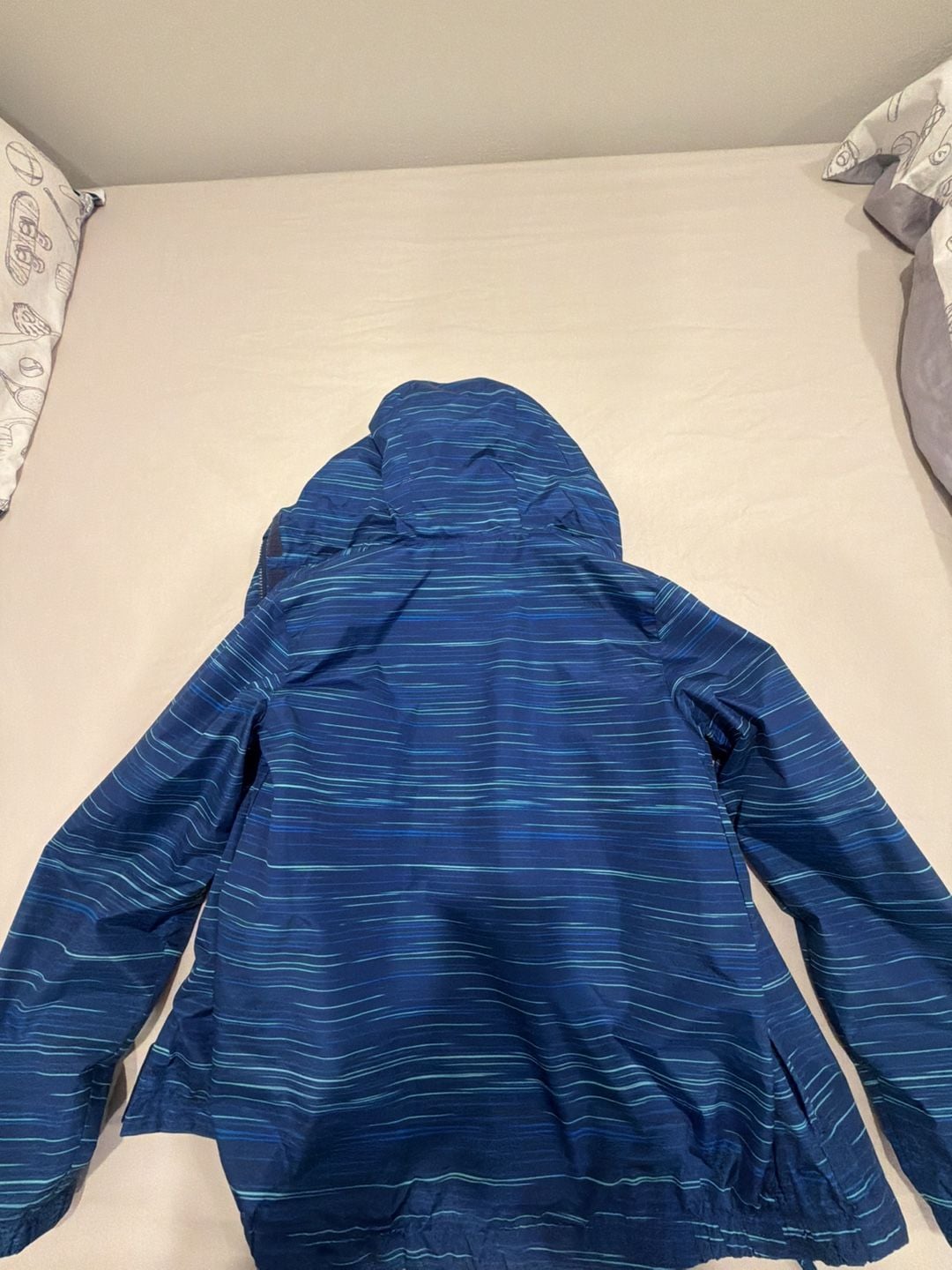 Eddie Bauer Rainfoil Jacket Size M (10/12) Blue Striped Hooded Windbreaker 5