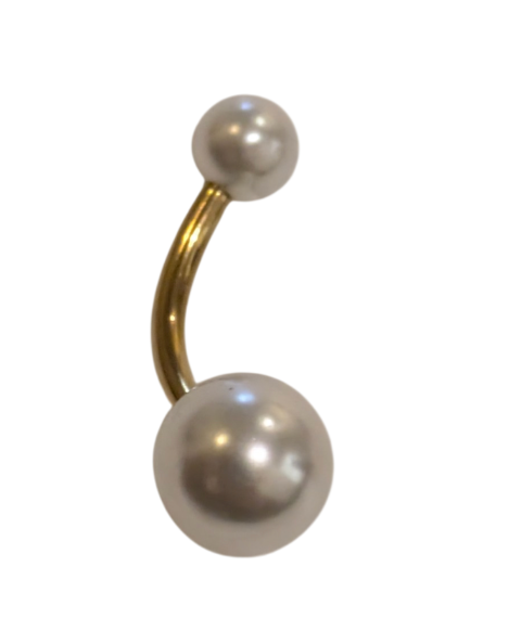 FIASASO Gold Pearl Belly Button Ring Navel Piercing 2
