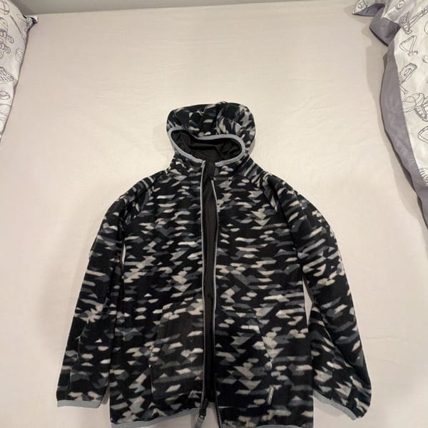 Eddie Bauer Reversible Fleece Jacket Size S (7/8) Black Camo