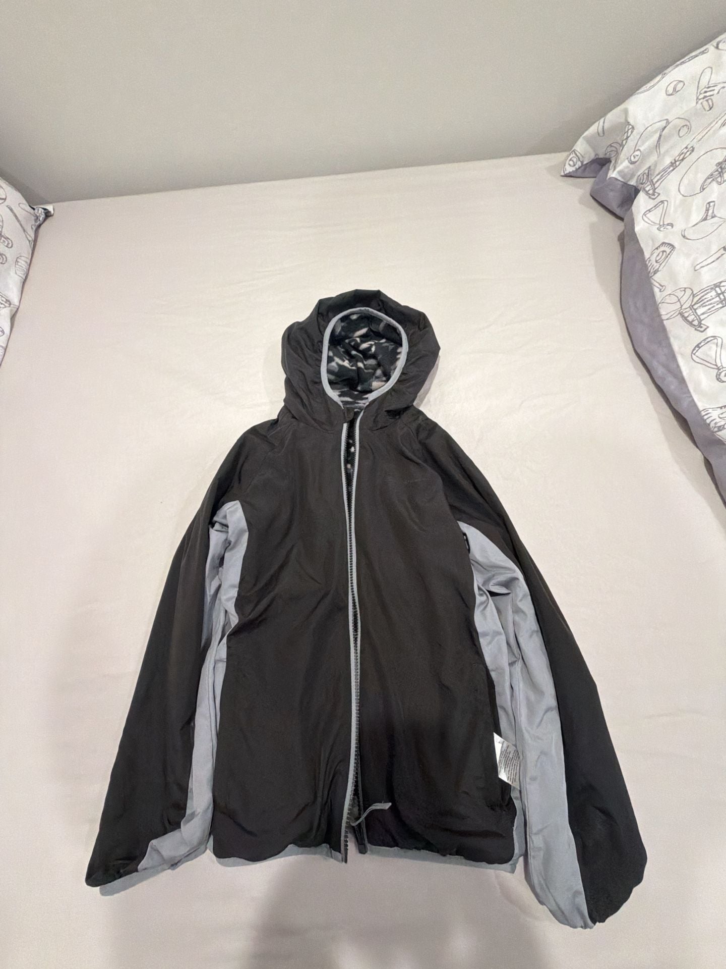 Eddie Bauer Reversible Fleece Jacket Size S (7/8) Black Camo 4