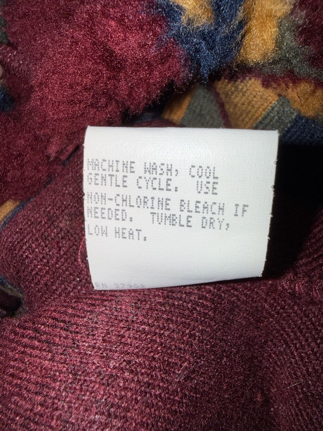 Vintage 90s USA Made Aztec Geometric Fleece Jacket Full Zip Burgundy Mens 8