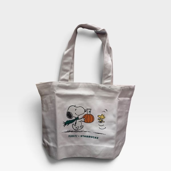 Starbucks Peanuts Snoopy Canvas Tote Bag White
