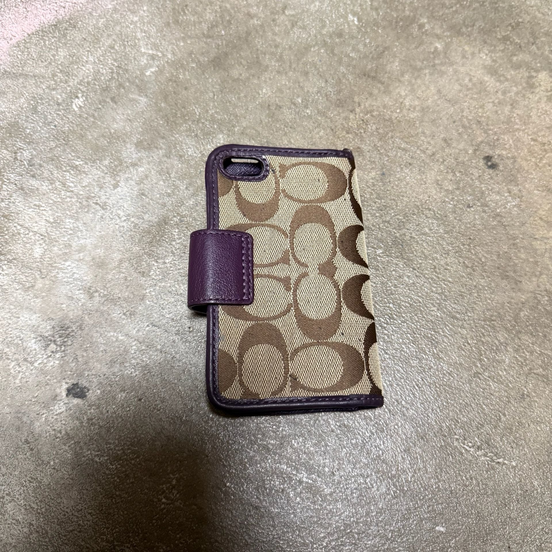 Coach Signature C Phone Wallet Case Brown Purple 1
