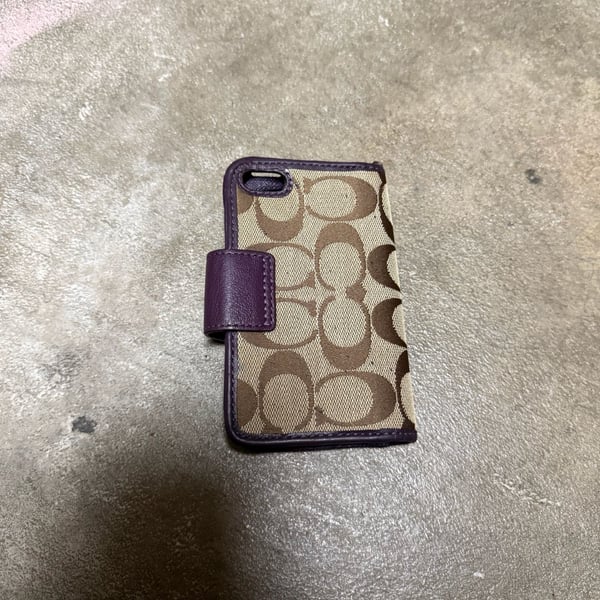 Coach Signature C Phone Wallet Case Brown Purple
