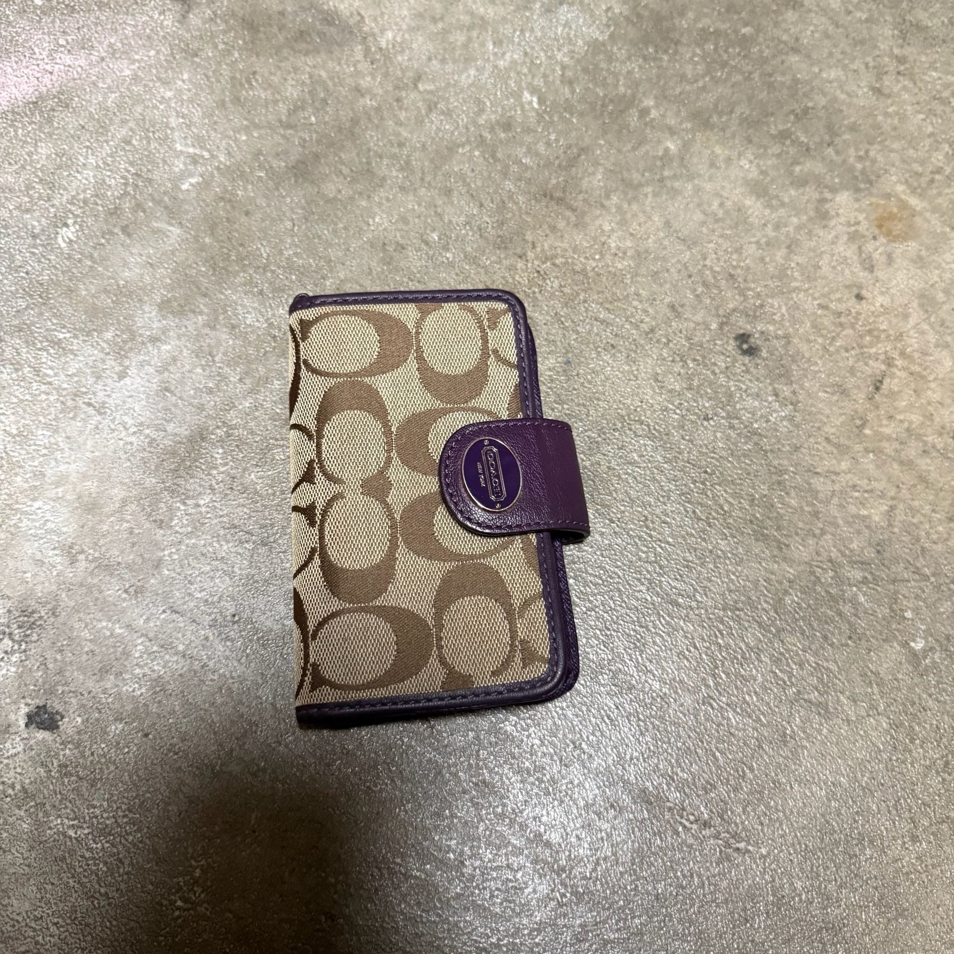 Coach Signature C Phone Wallet Case Brown Purple 2