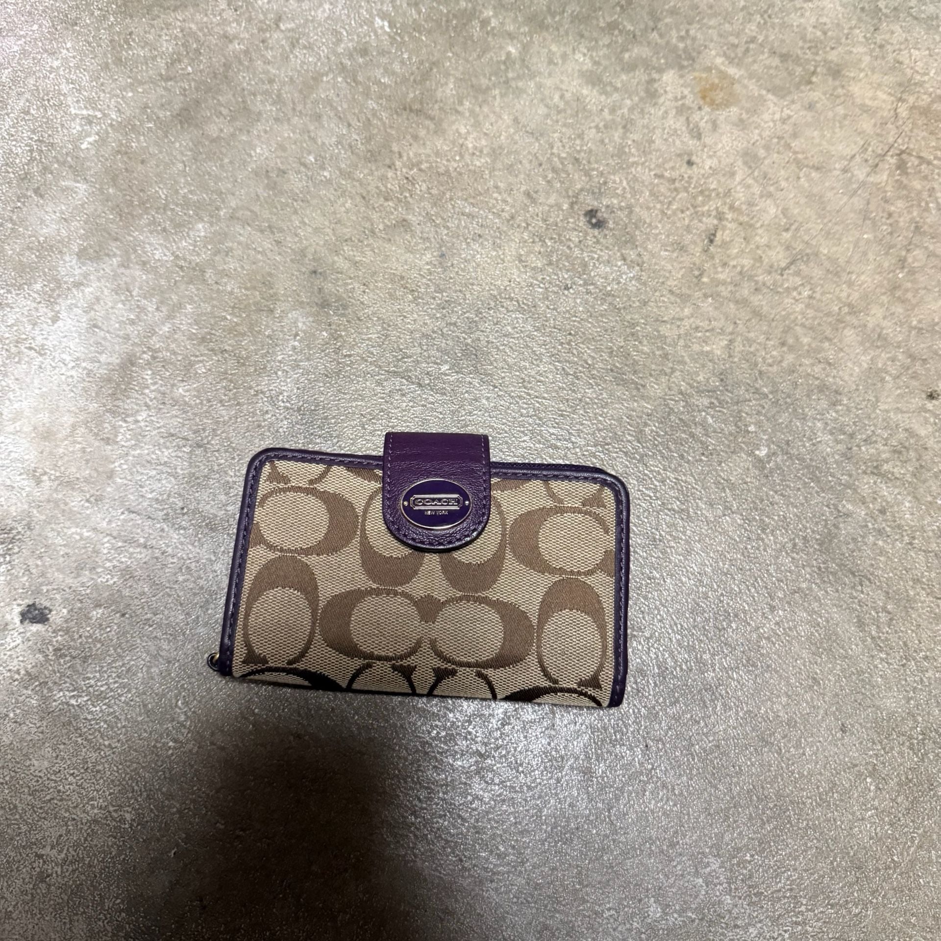 Coach Signature C Phone Wallet Case Brown Purple 3