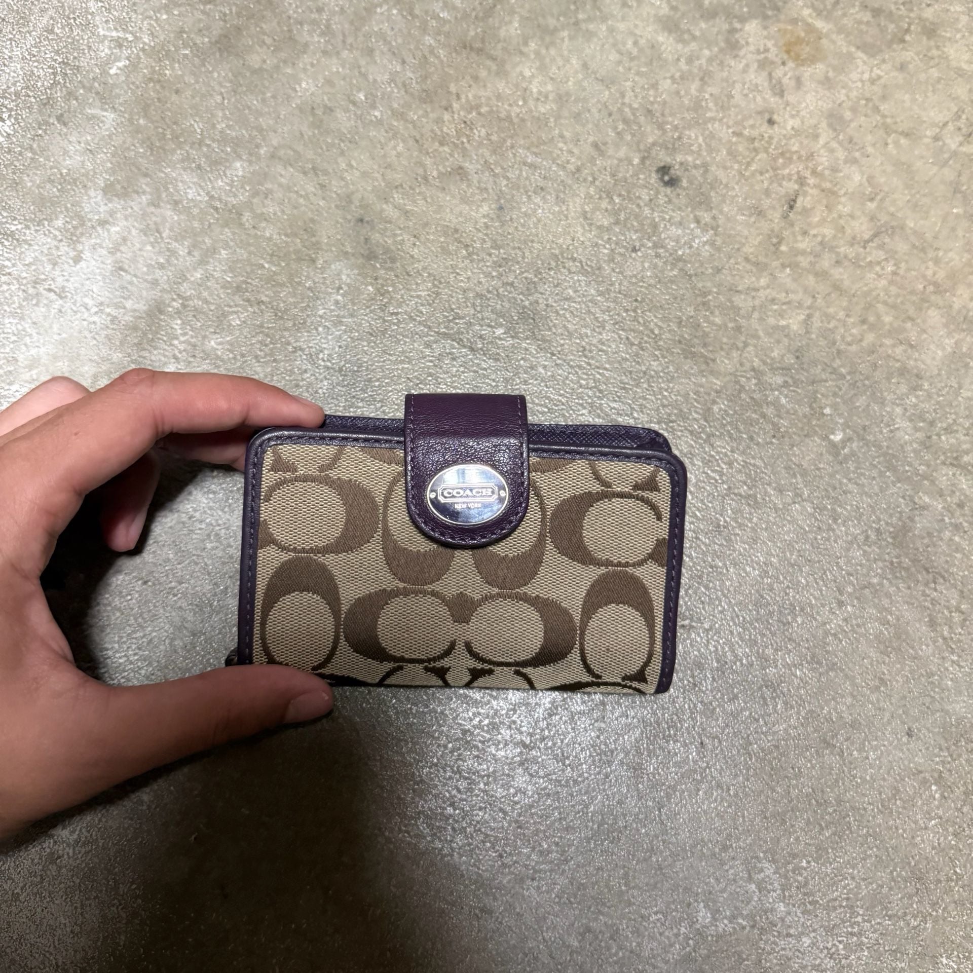 Coach Signature C Phone Wallet Case Brown Purple 4