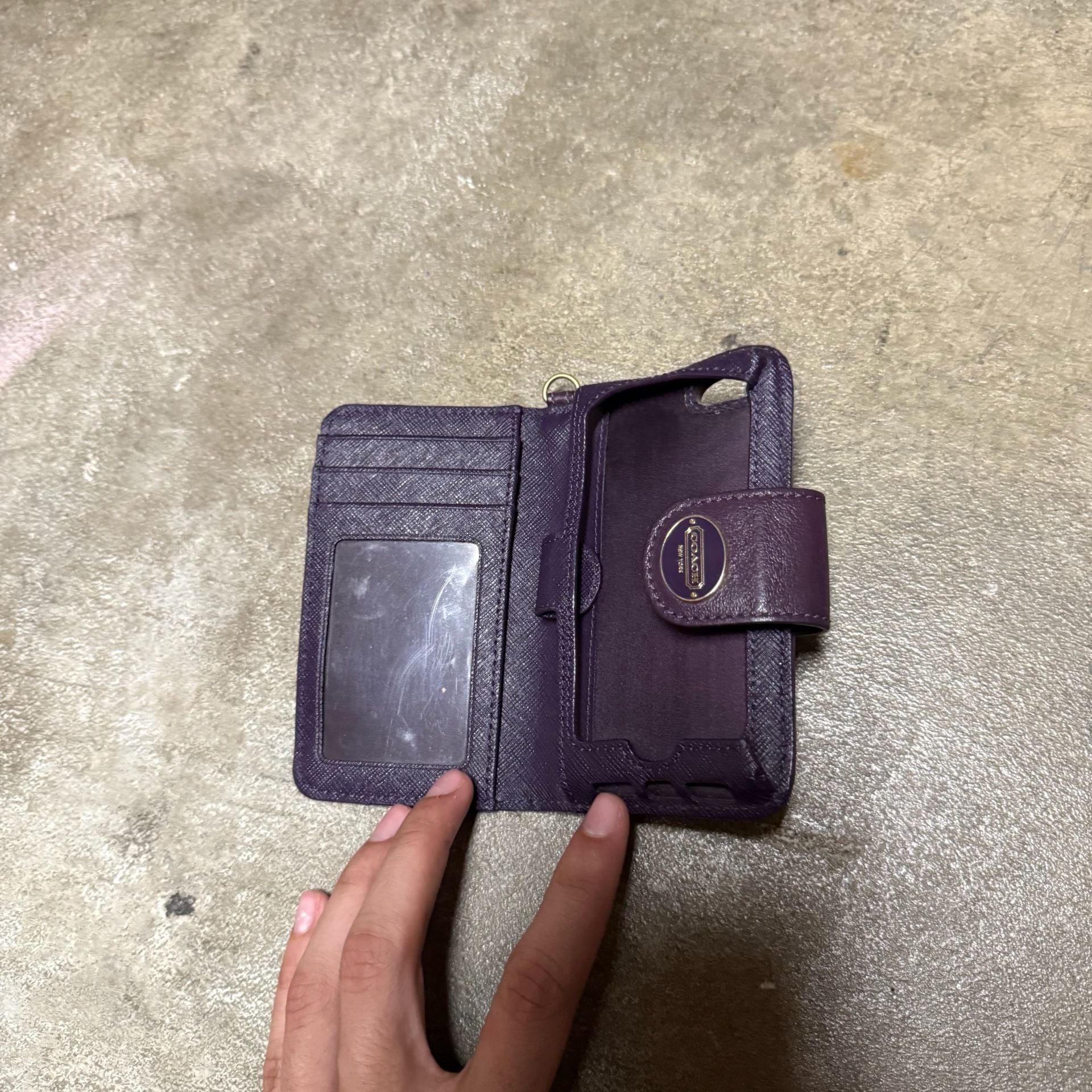 Coach Signature C Phone Wallet Case Brown Purple 5