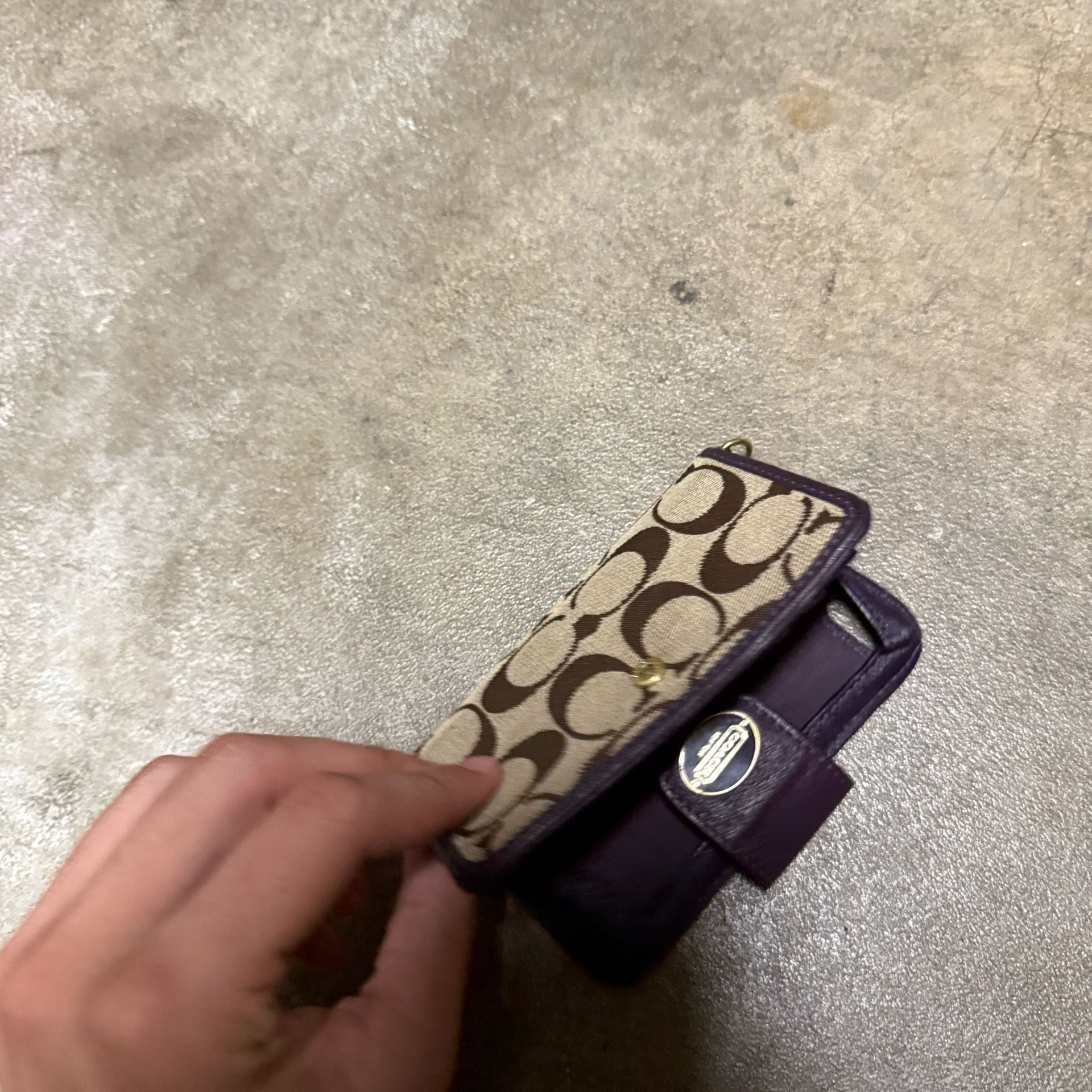 Coach Signature C Phone Wallet Case Brown Purple 6