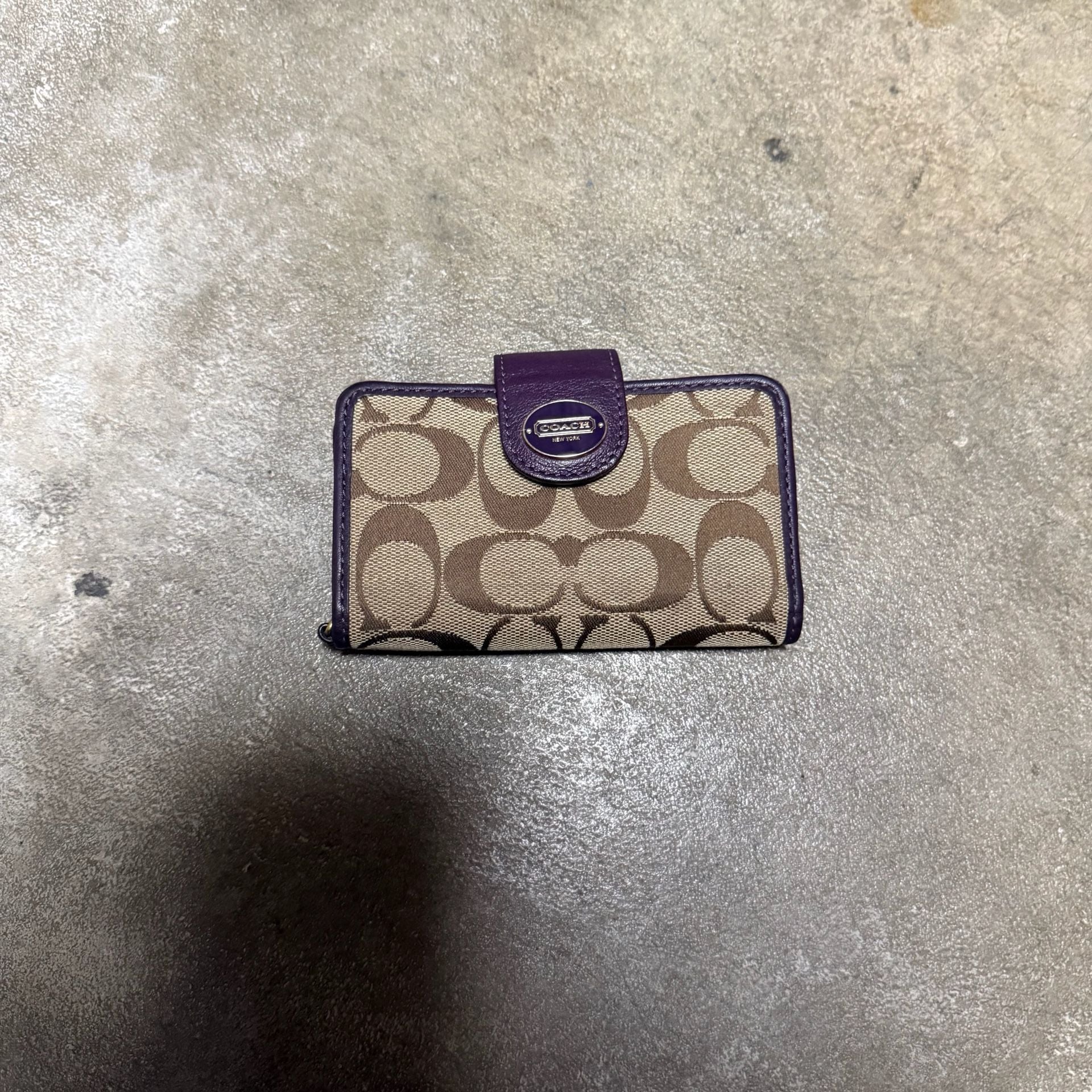 Coach Signature C Phone Wallet Case Brown Purple 7
