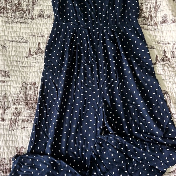 LEITH Ruffle Strap Polka Dot Jumpsuit LARGE
