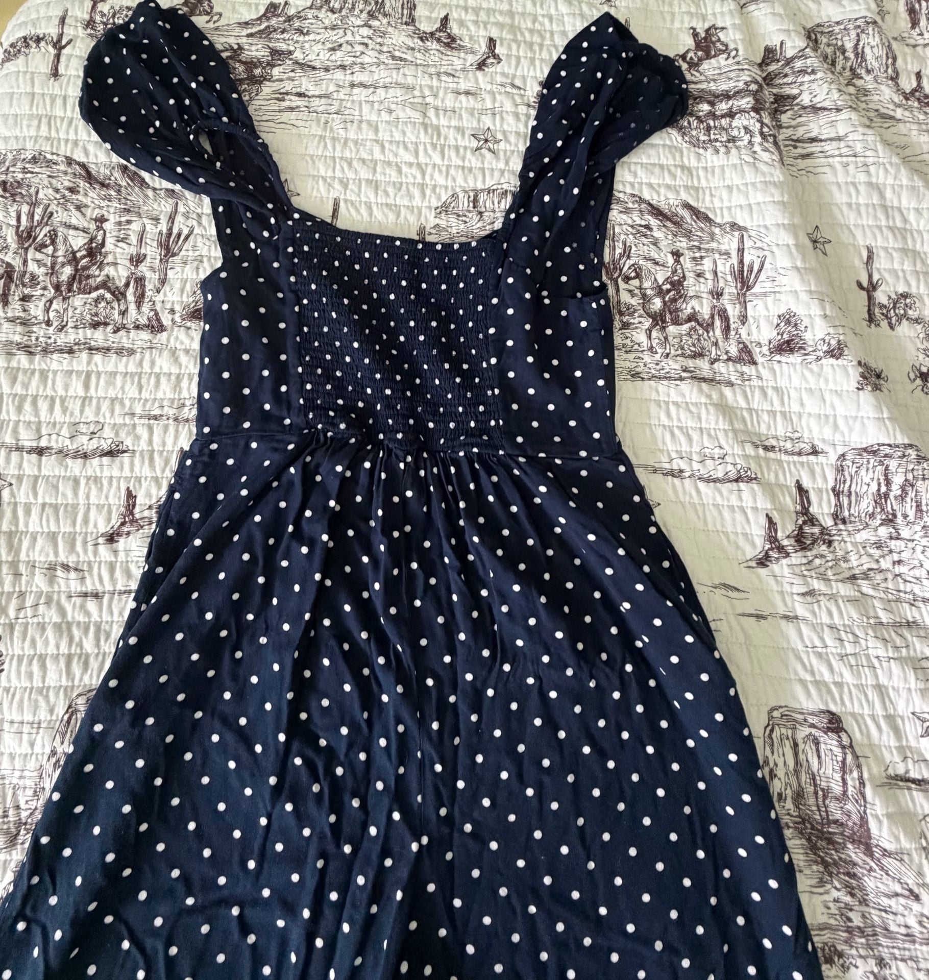 LEITH Ruffle Strap Polka Dot Jumpsuit LARGE 3