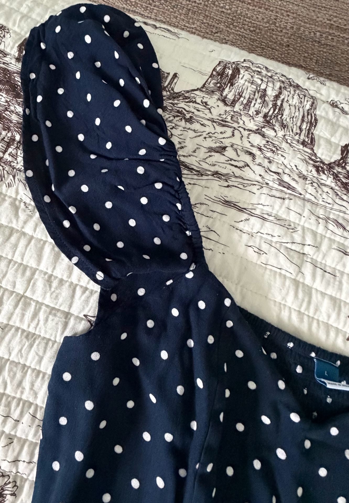 LEITH Ruffle Strap Polka Dot Jumpsuit LARGE 6