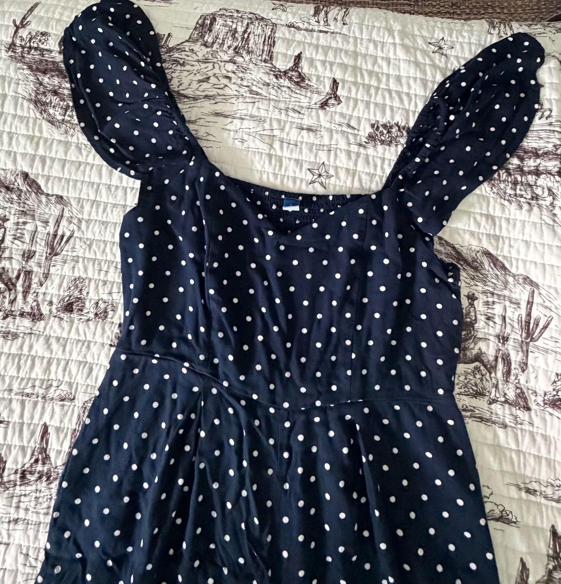 LEITH Ruffle Strap Polka Dot Jumpsuit LARGE 7