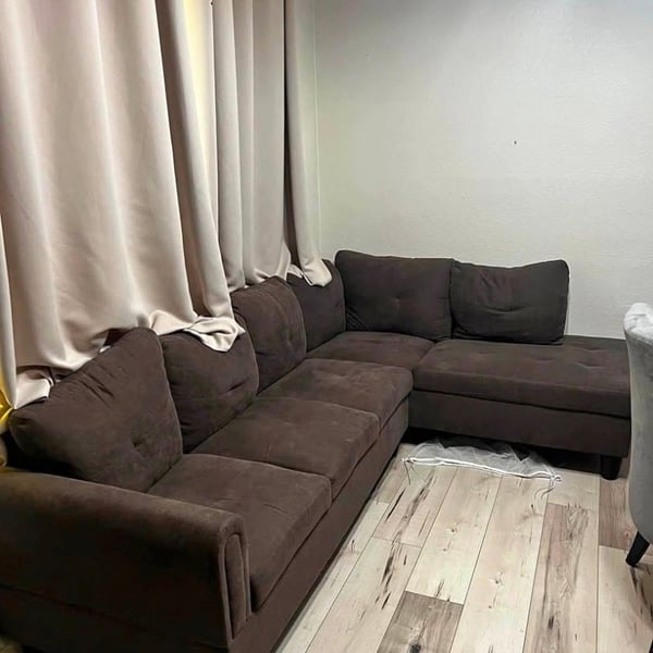 Lazzara Garbo Microfiber Reversible Sectional Sofa Chocolate