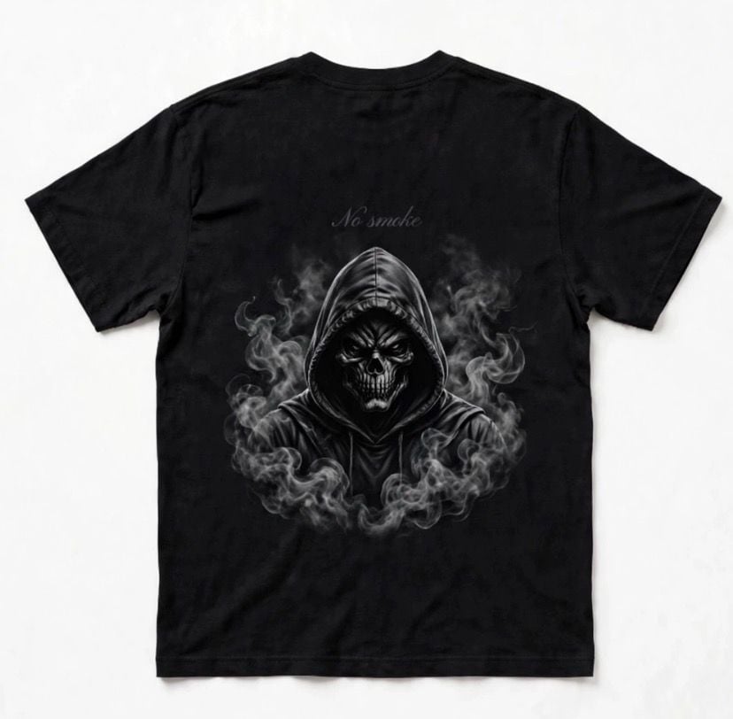 No Smoke Grim Reaper Skull Graphic T-Shirt Black 1