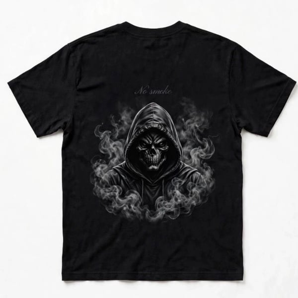 No Smoke Grim Reaper Skull Graphic T-Shirt Black