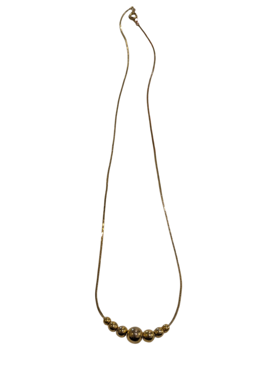 Costume Jewelry Gold Tone Graduated Bead Ball Necklace 2