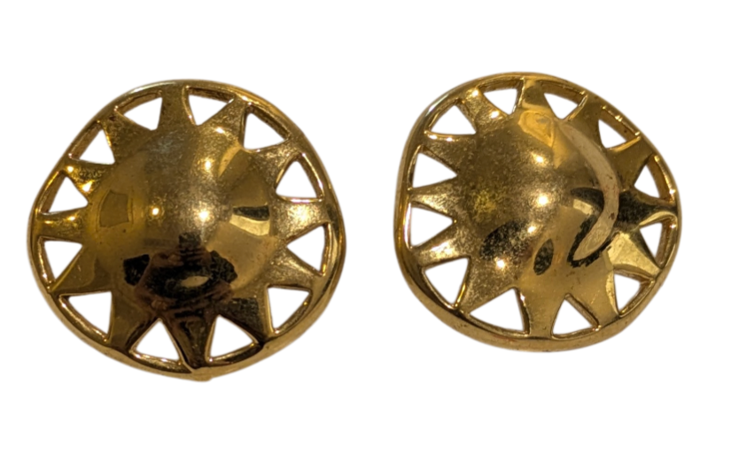 Liz Claiborne Gold Tone Sunburst Round Post Earrings 2