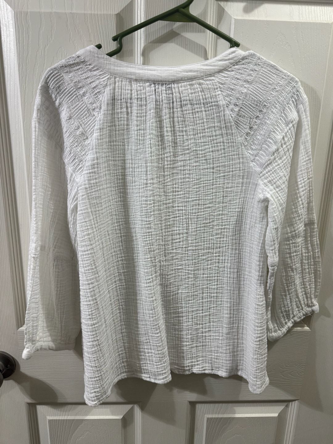 Wonderly Gauze Blouse Size S White Peasant Top Textured Cotton 3