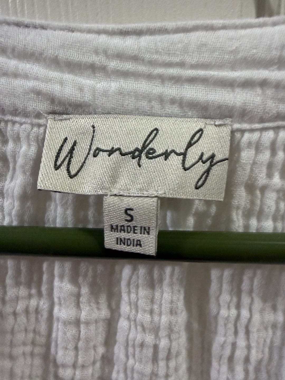 Wonderly Gauze Blouse Size S White Peasant Top Textured Cotton 4