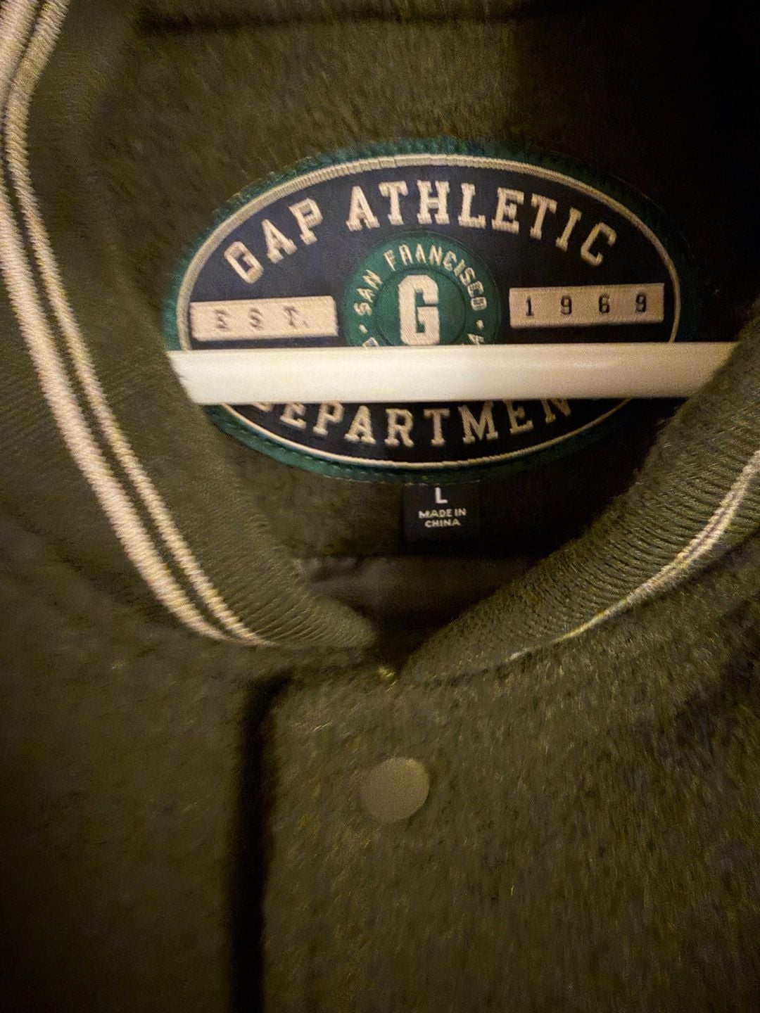 Gap Wool Blend Varsity Bomber Jacket Size L Green 5
