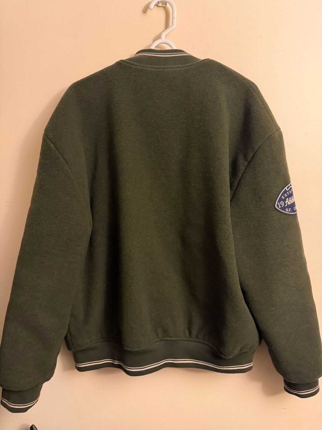 Gap Wool Blend Varsity Bomber Jacket Size L Green 3