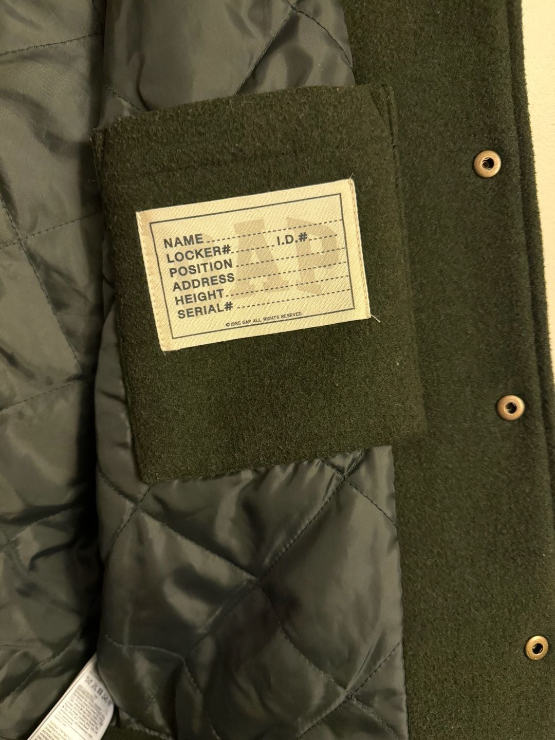 Gap Wool Blend Varsity Bomber Jacket Size L Green 6