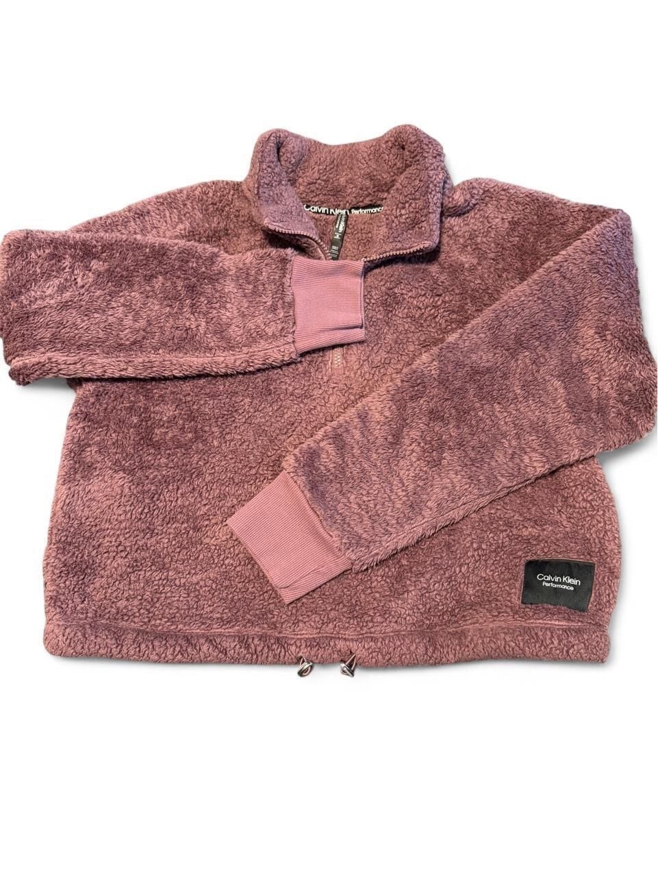 Calvin Klein Performance Fleece Pullover Womens Size M Mauve Cropped 2