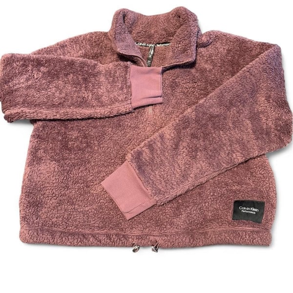 Calvin Klein Performance Fleece Pullover Womens Size M Mauve Cropped
