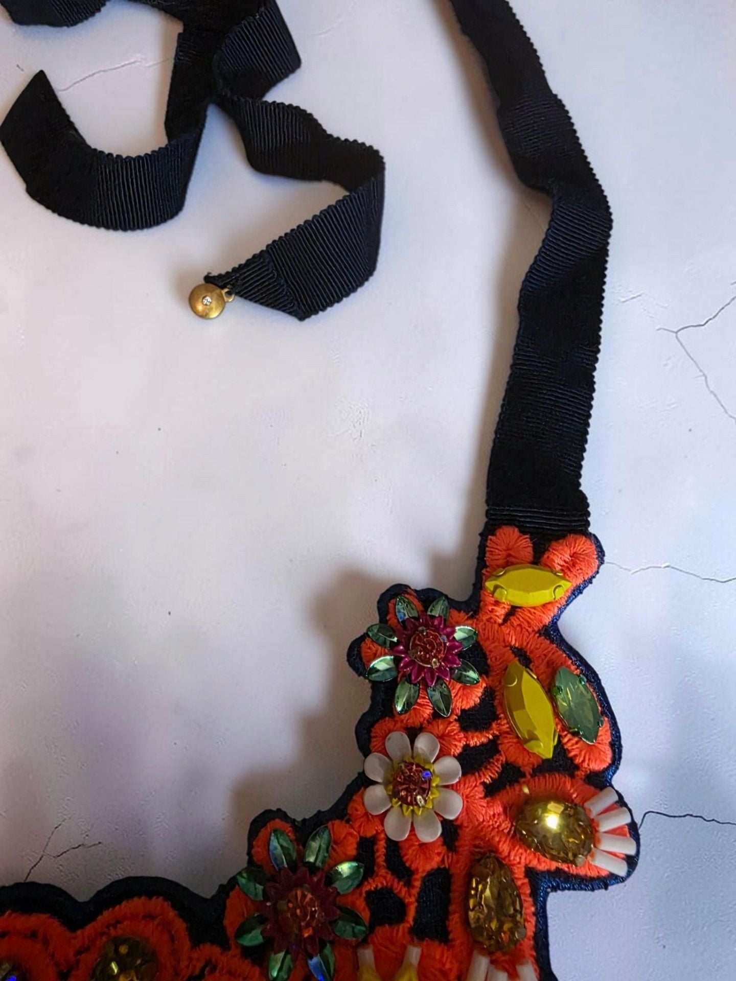Embellished Crystal Floral Statement Bib Necklace 4