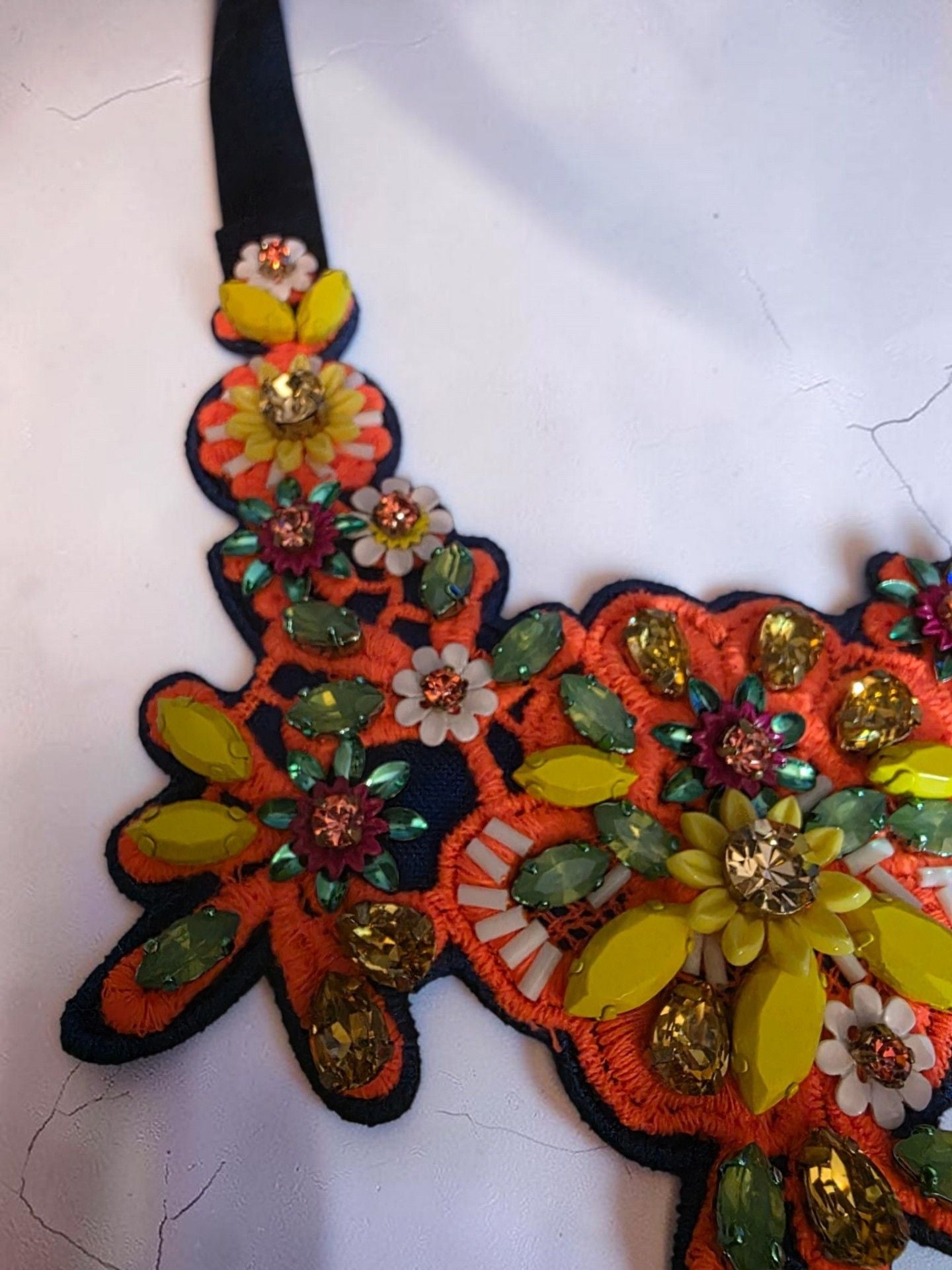Embellished Crystal Floral Statement Bib Necklace 7