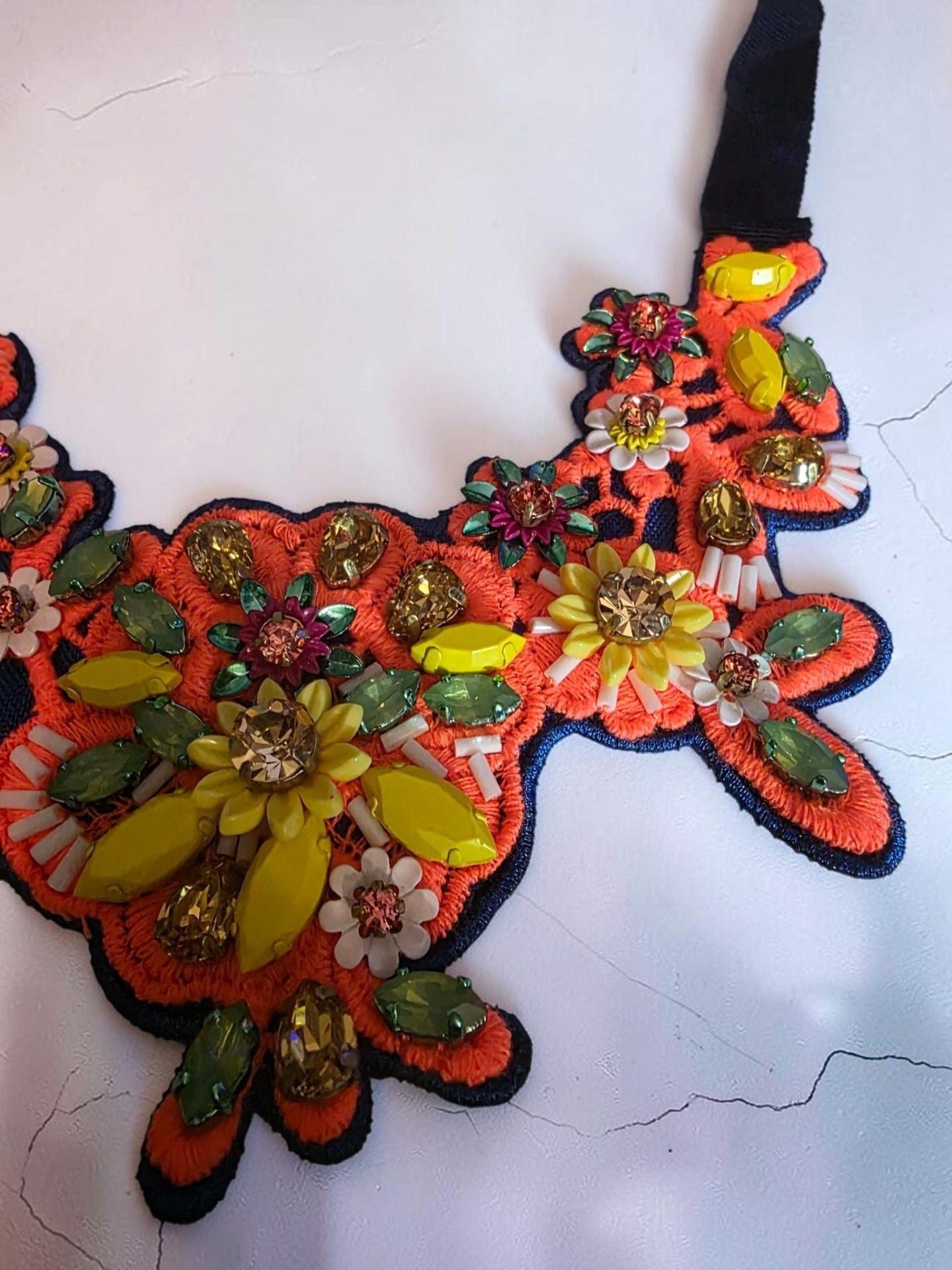 Embellished Crystal Floral Statement Bib Necklace 8